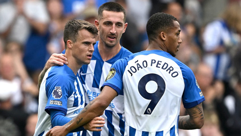 Brighton vượt Man City chiếm ngôi nhì bảng