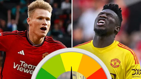 McTominay trên đỉnh, Onana và Casemiro dưới đáy