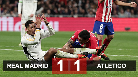 Kết quả Real Madrid vs Atletico: Chia điểm kịch tính