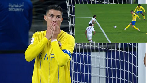Ronaldo không tin nổi khi đánh mất bàn thắng từ cú sút cận thành